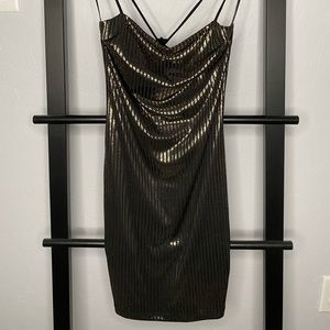 Black & gold mini dress